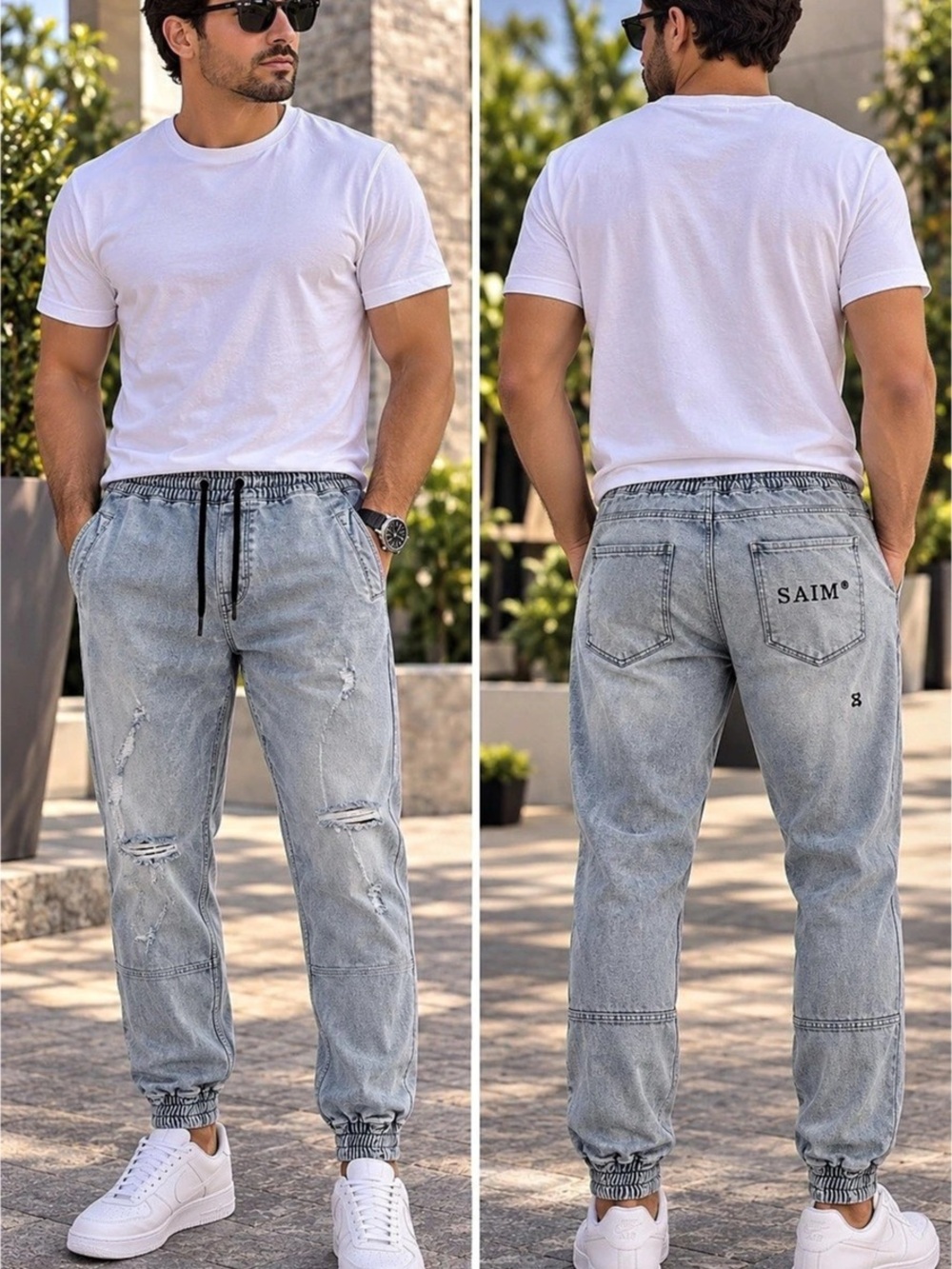 🌙✨🆕Saint Morfa Jogger Jeans Distressed Blue Size XS